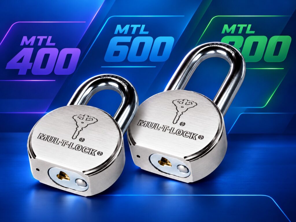 Mul-T-Lock TSR25 and TSR50 padlocks, available in MTL400, MTL600 and MTL800