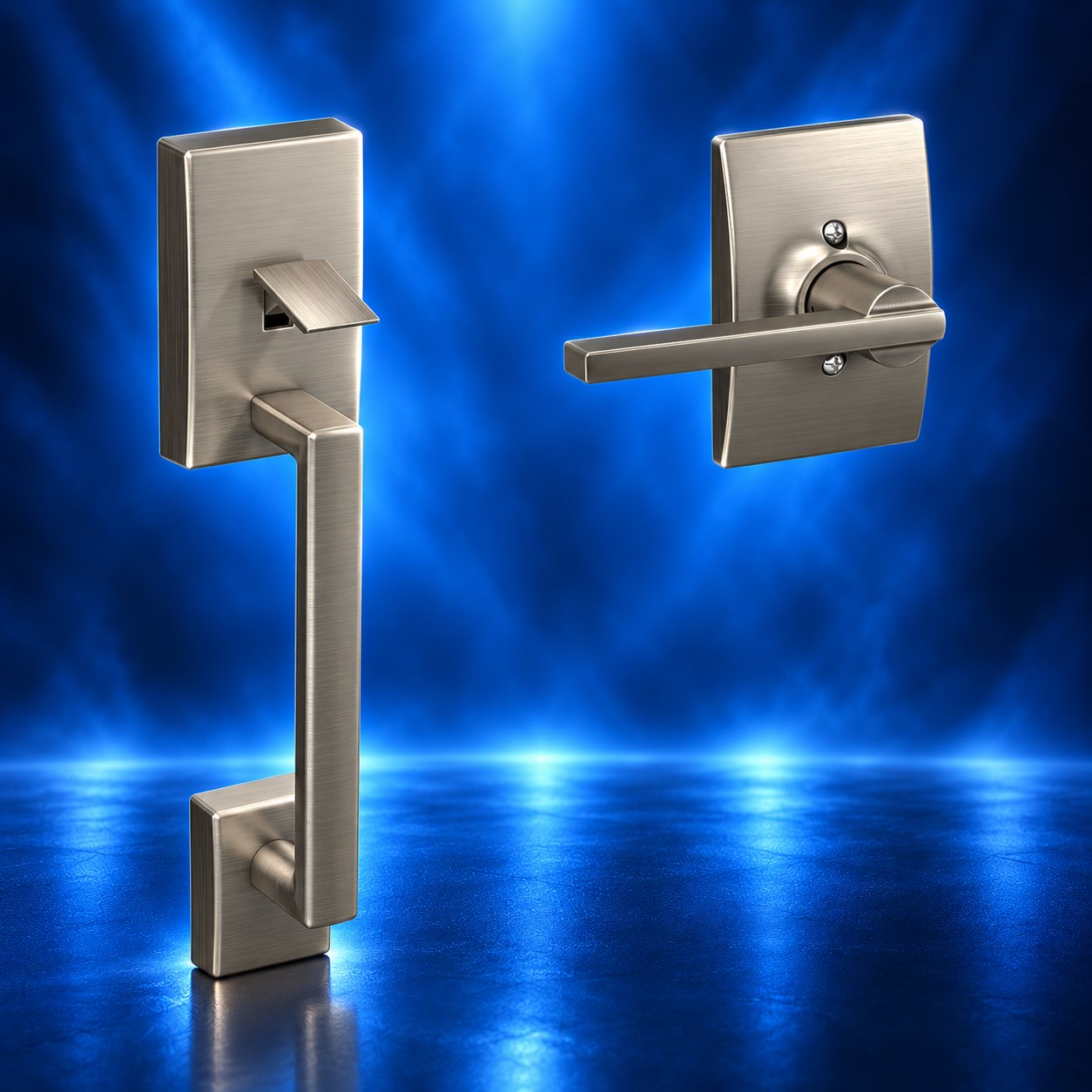 Schlage Century handleset, Satin Nickel