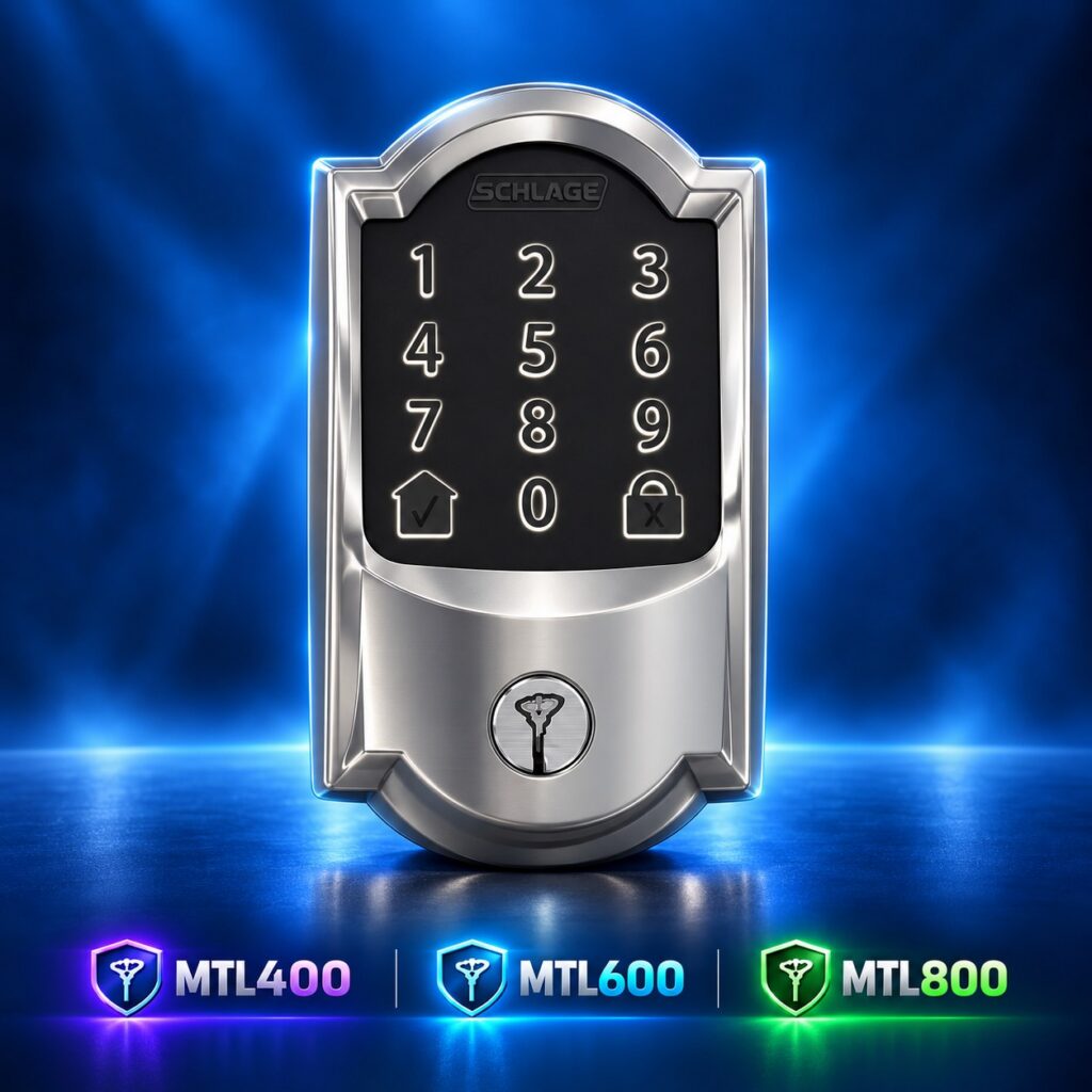 Schlage Encode Camelot smart deadbolt in bright chrome with Mul-T-Lock cylinder