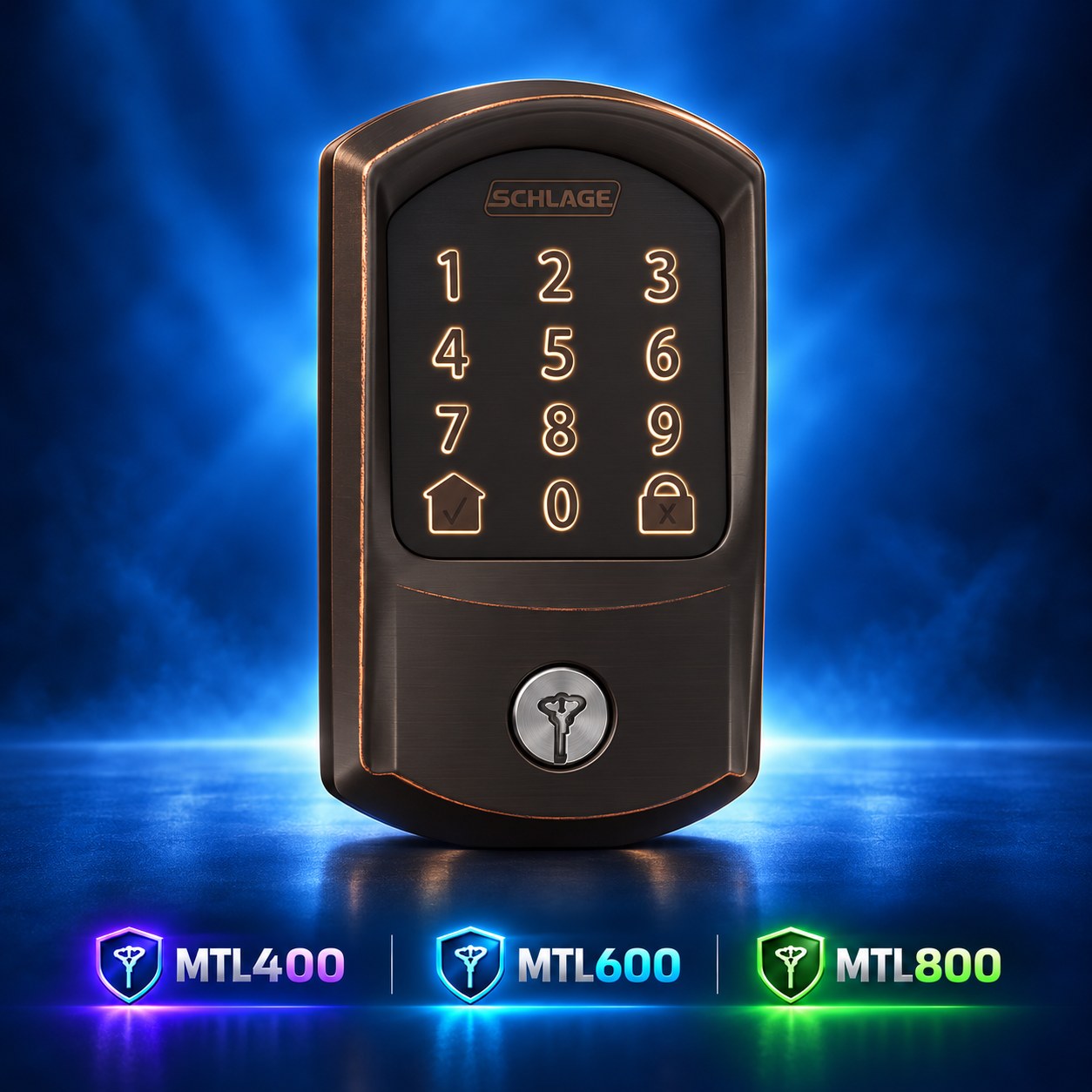 Schlage Encode Camelot code lock in Oil Rubbed Bronze with Mul-T-Lock cylinder