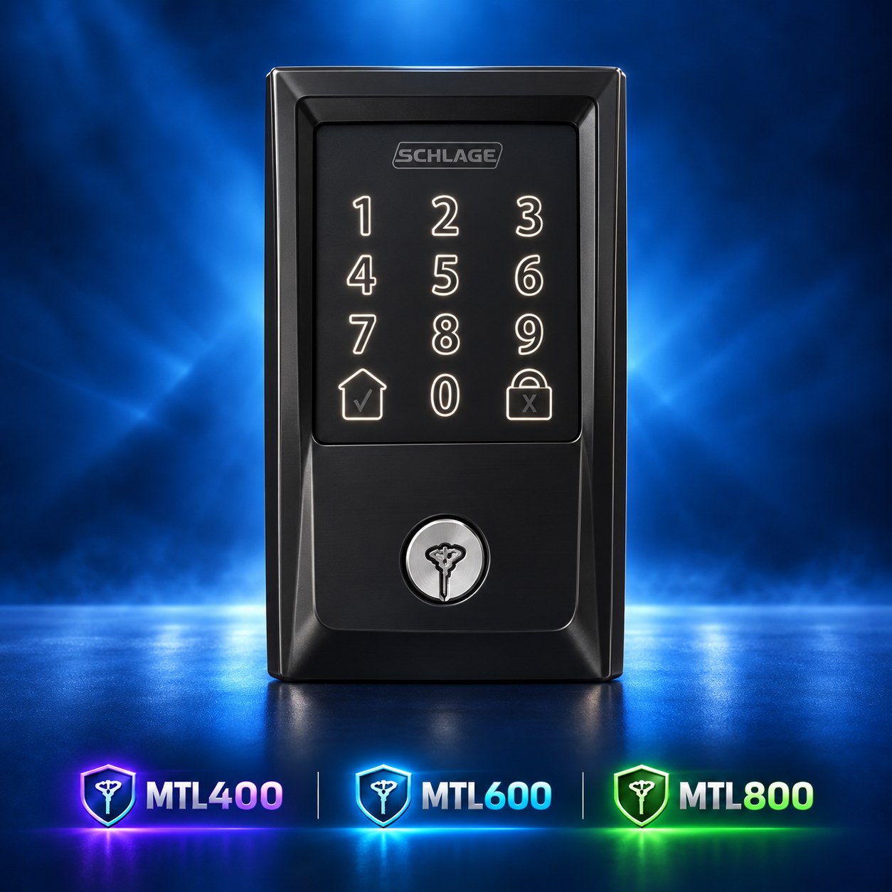 Schlage Encode Century code lock in Flat Black with Mul-T-Lock cylinder