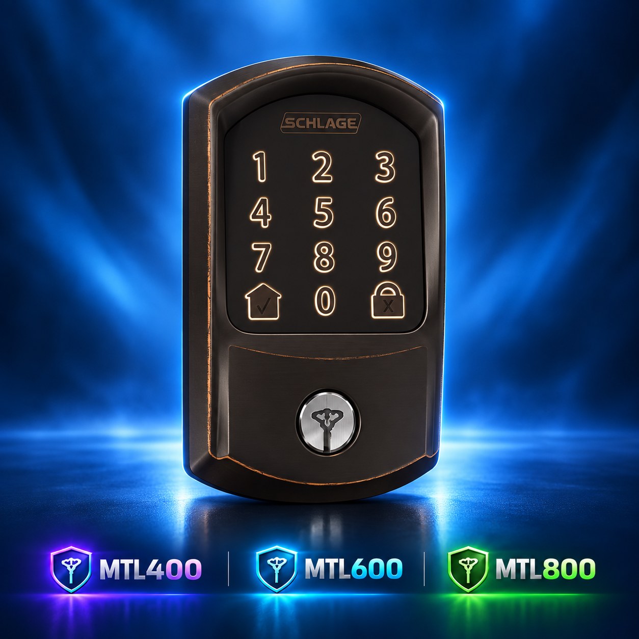 Schlage Encode Greenwich code lock in Oil Rubbed Bronze with Mul-T-Lock cylinder