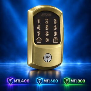 Schlage Encode Greenwich smart deadbolt in satin brass with Mul-T-Lock cylinder