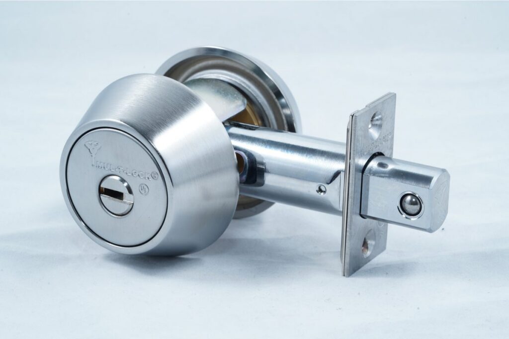 Mul-T-Lock Hercular double cylinder deadbolt, satin chrome