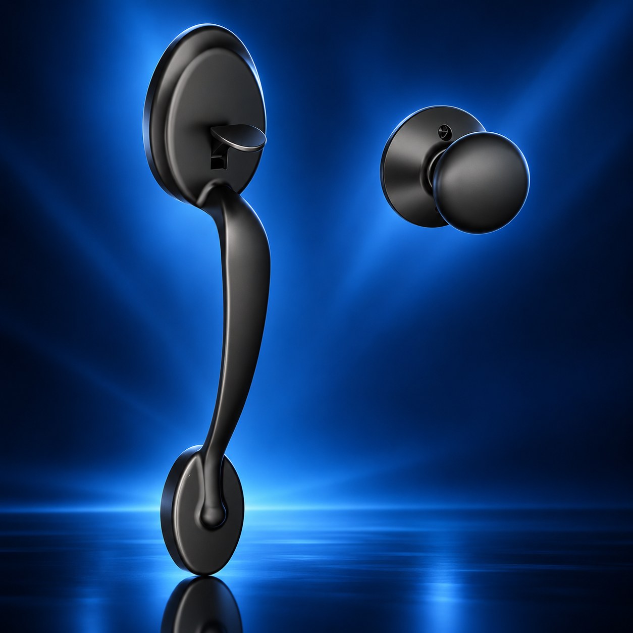 Schlage Plymouth handleset, Flat Black
