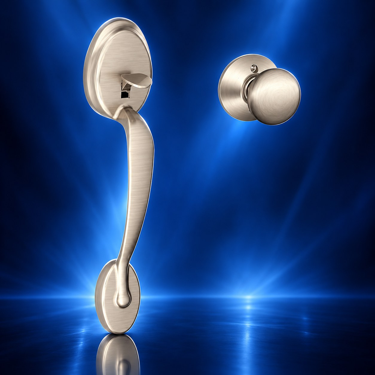 Schlage Plymouth handleset, Satin Nickel